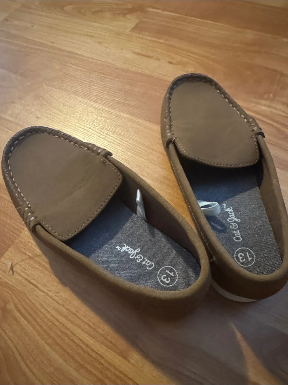 Cat & jack boys tan casual boat loafer shoes size 13
